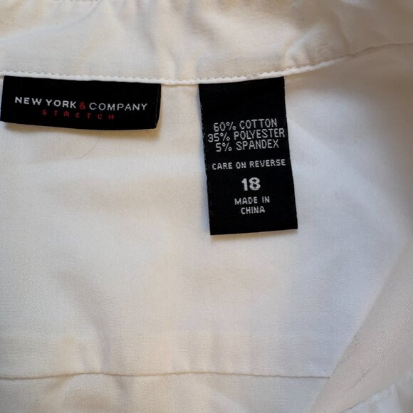 NY&C Stretch Empire Waist Blouse White Career Top Size 18 - Picture 6 of 8